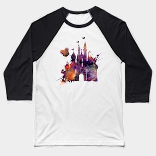 Halloween Castle Watercolor Baseball T-Shirt